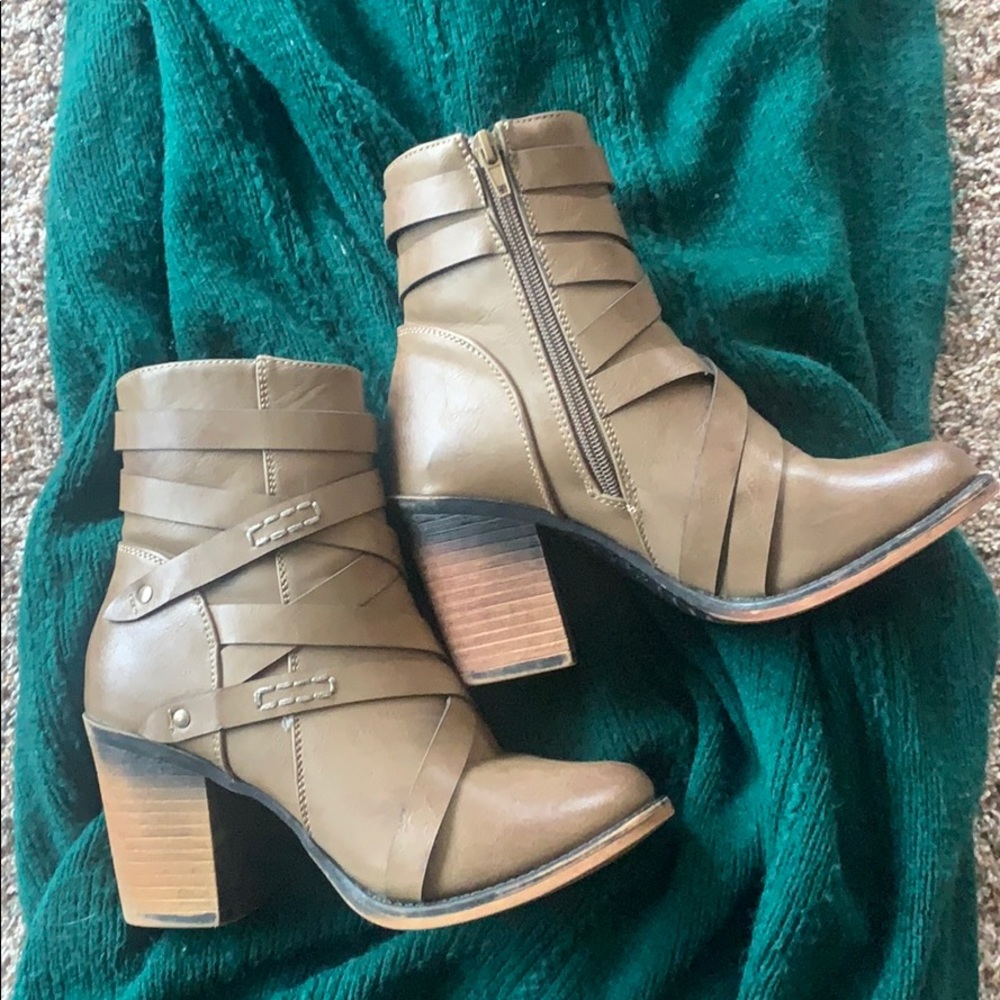 Brown Strappy Heeled Boots